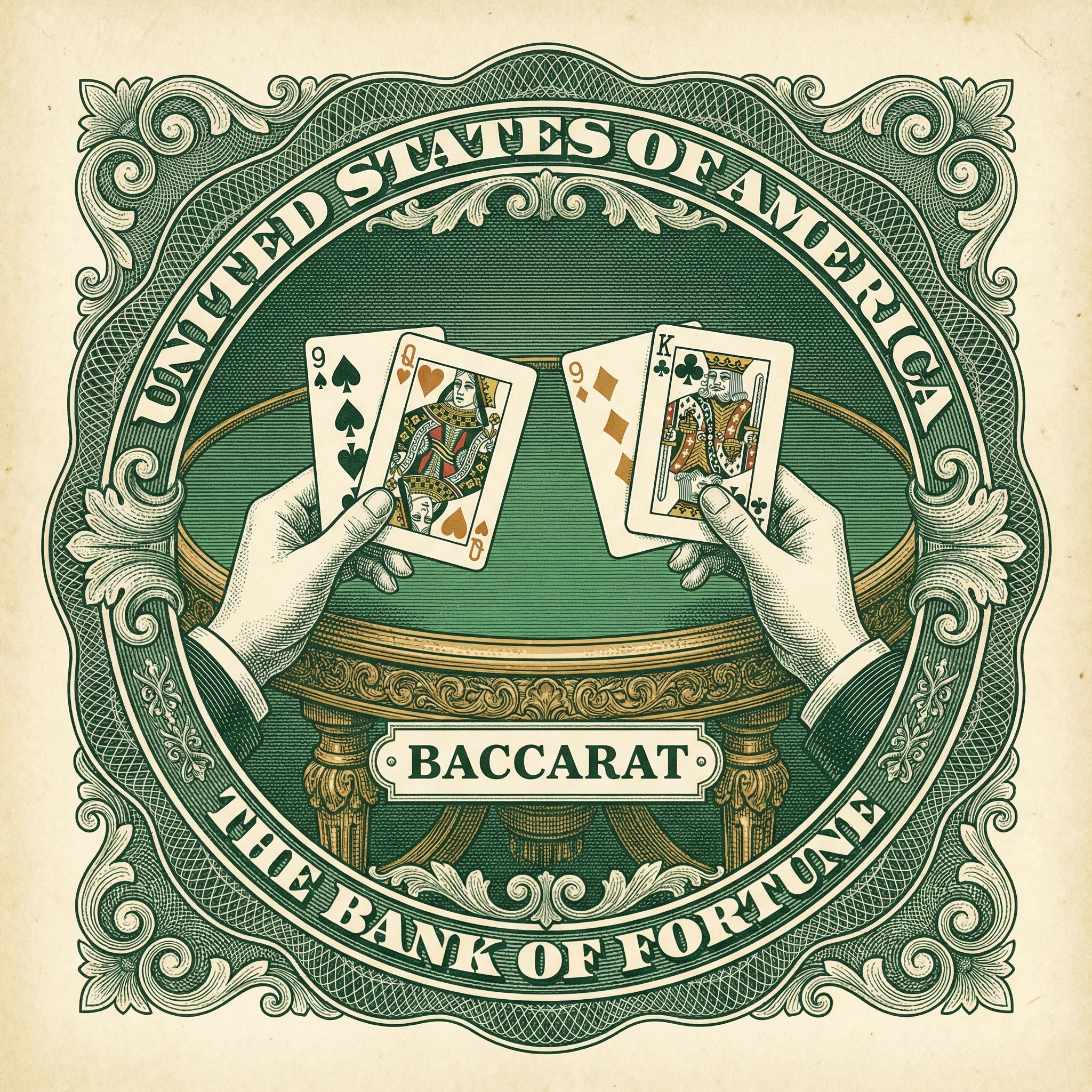 Mesa de bacará elegante con cartas de juego